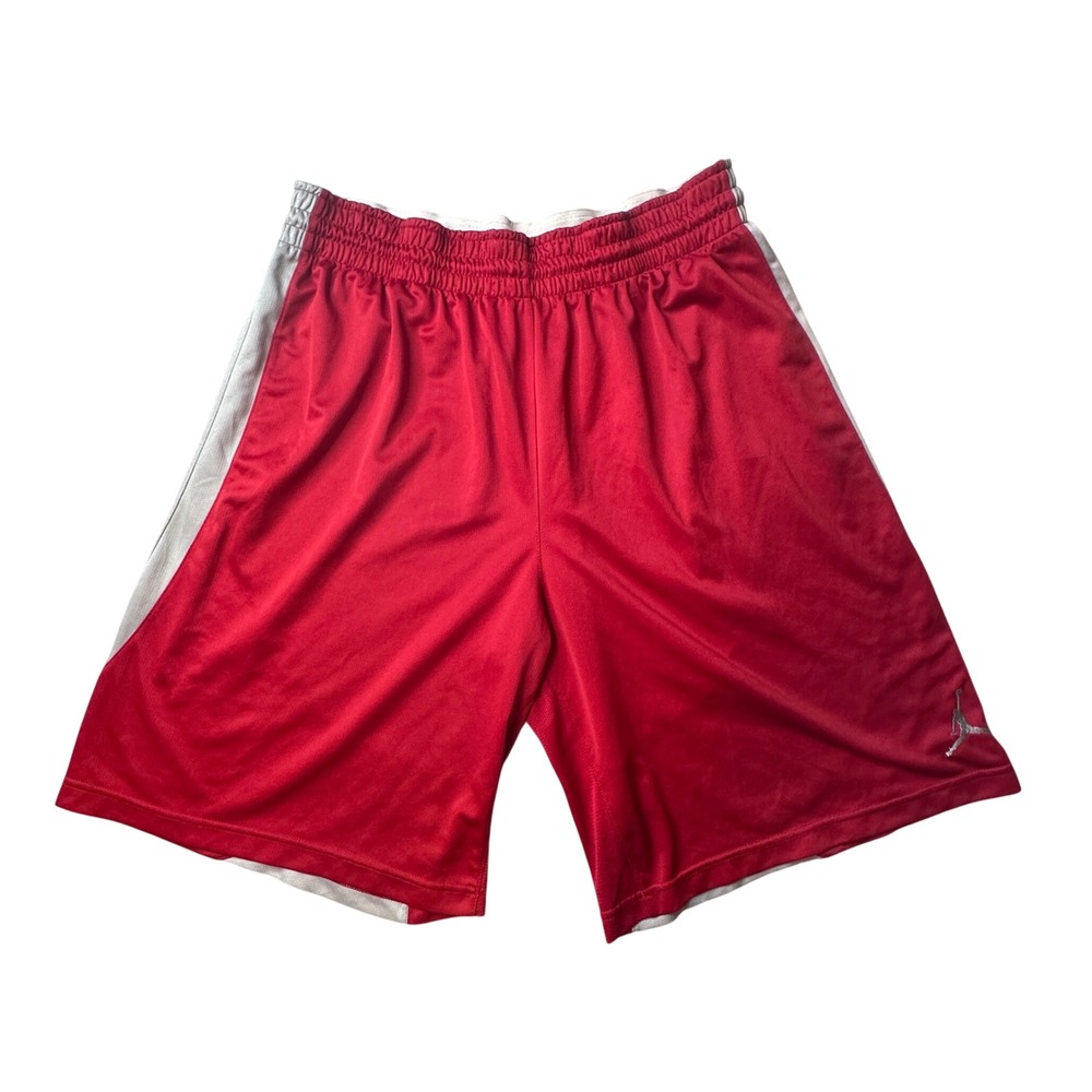 Jordan Shorts Men XL Red Jumpman Basketball Athletic Mesh Drawstring Side Stripe